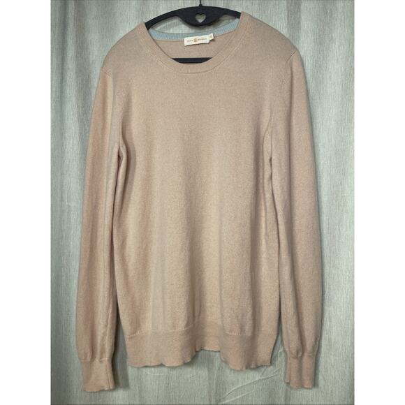 Tory Burch Size M 100% Cashmere Light Pink Crewneck Long Sleeve Sweater - Picture 1 of 4